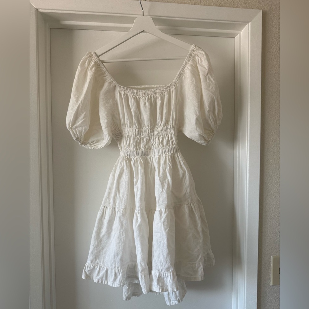 Cleobella Off shoulder “Olive” Mini dress in Ivory White, XS-S. Cottage core